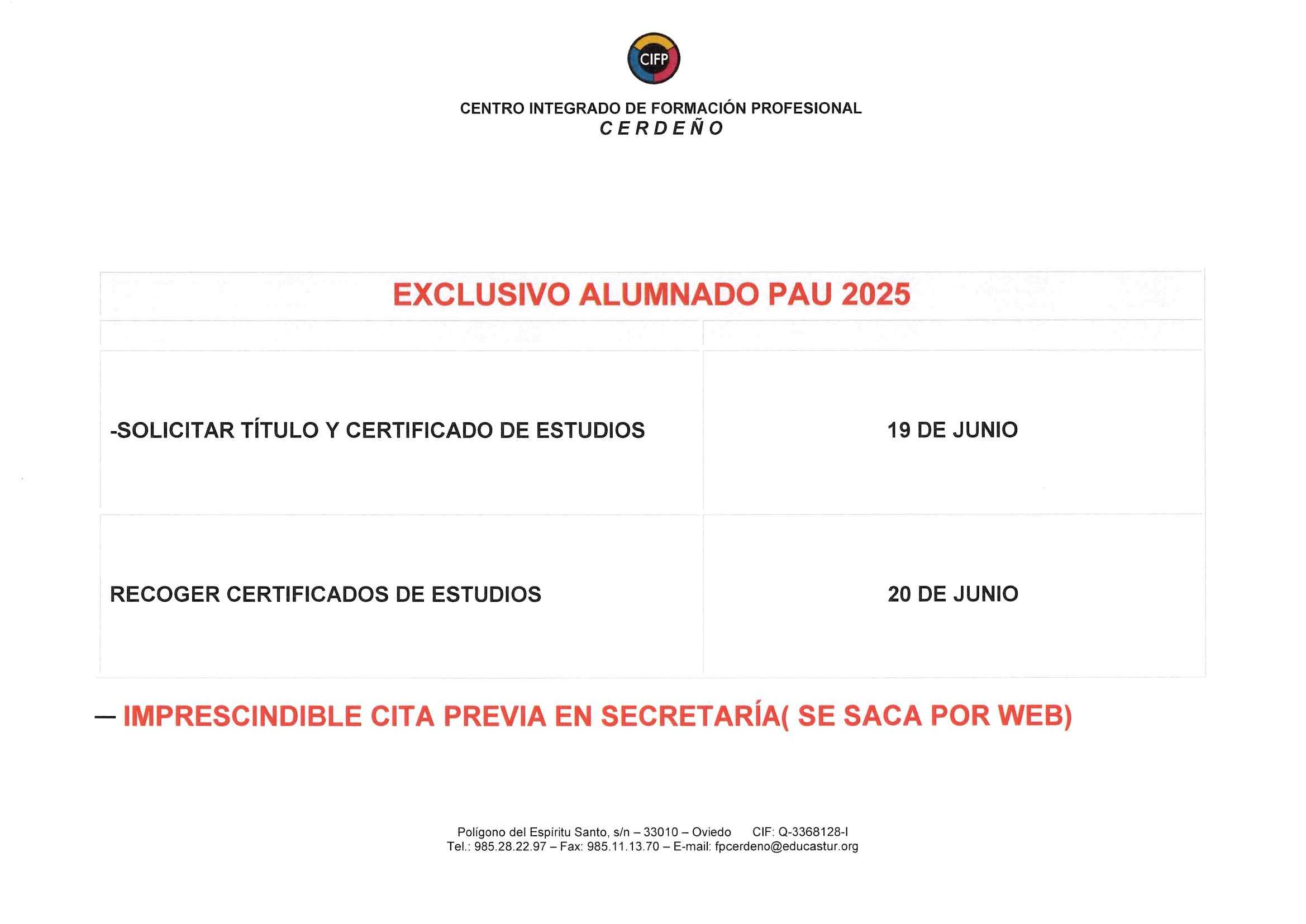 ALUMNADO PAU -CERTIFICADO Y TITULOS