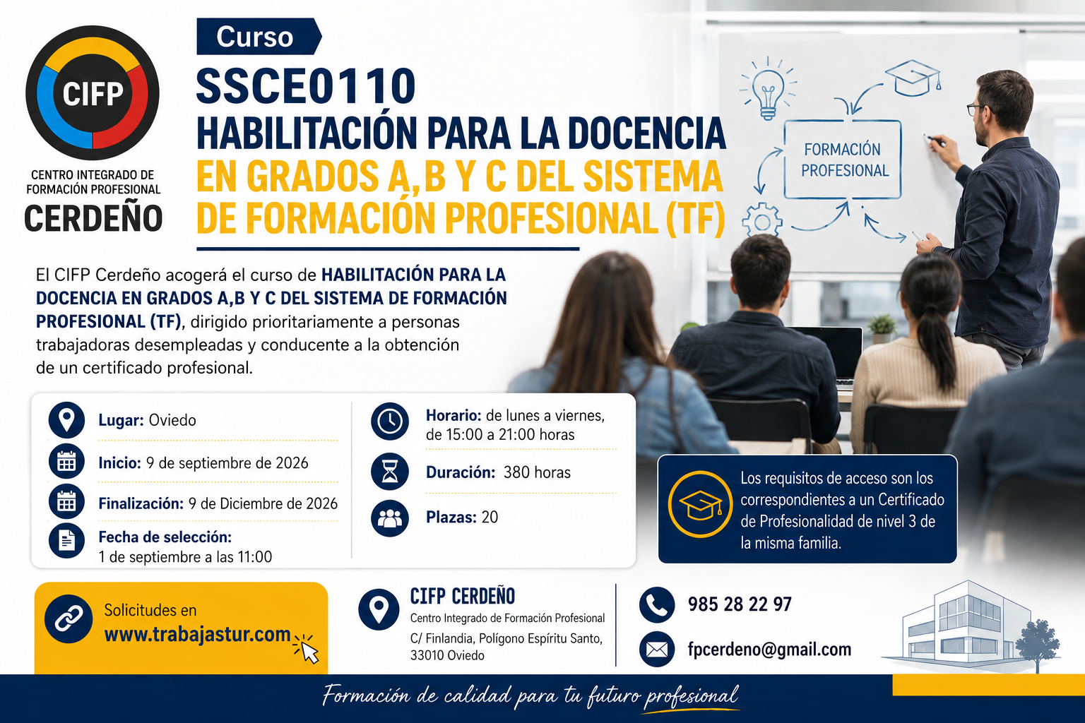 CURSO 2025-91: HABILITACIÓN PARA LA DOCENCIA EN GRADOS A,B Y C DEL SISTEMA DE FORMACIÓN PROFESIONAL (TF)